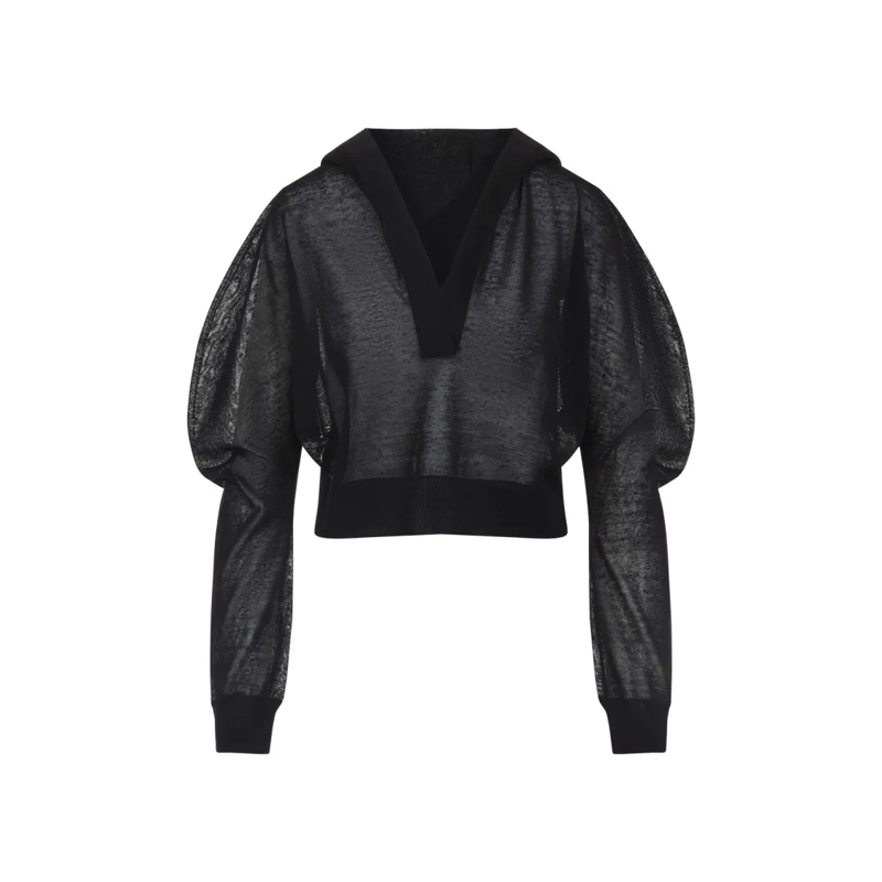 Alaia Blouse Sheer Silk Top Black