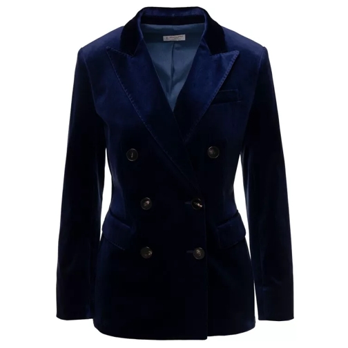 Alberto Biani Blue Double-Breasted Jacket With Peaked Revers In  Blue 