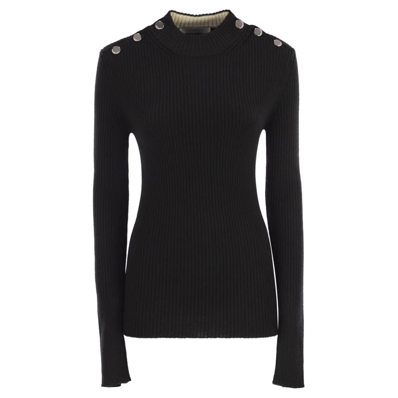 Sportmax Pullover Renania - Fitted Jumper With Buttons Black