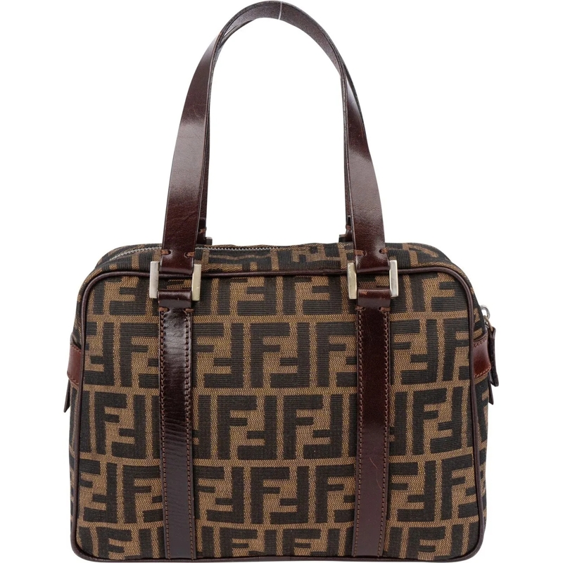 Fendi Schultertasche Fendi FF Monogram Boston Handbag braun
