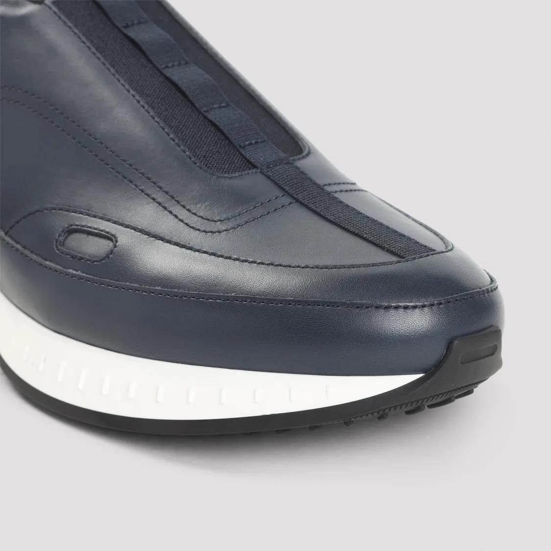 Thumbnail - John Lobb Low-Top Sneaker - Navy Blue Leather Sneakers With Almond Toe - Gr. 9 - in Grau - für Damen