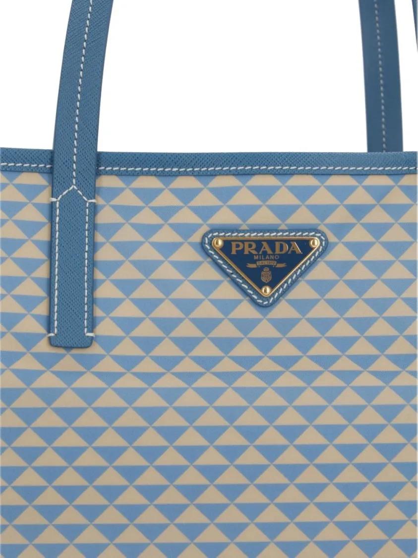Prada Totes & shoppers Geometric Diamond Pattern Tote Bag With Signature in blauw