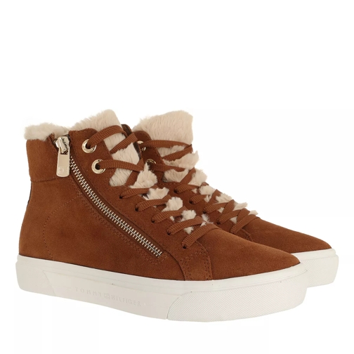 Tommy Hilfiger Suede Warmlined TH Mid Sneaker Natural Cognac High-Top Sneaker