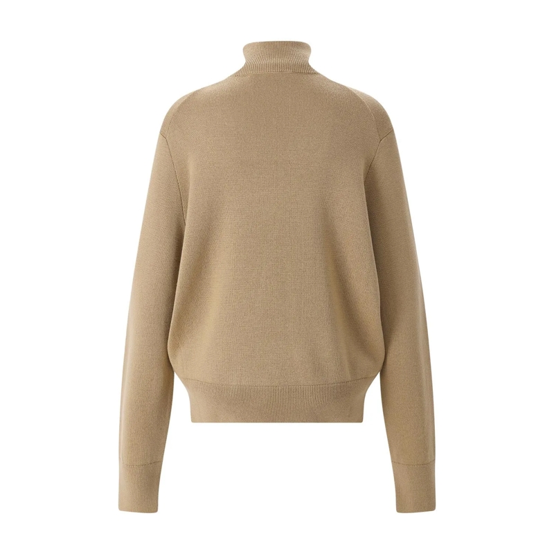 AMI Paris Strickjacke Rollkragenpullover mit Logo braun(Image 3)