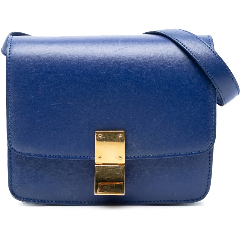Celine Schultertasche Small Calfskin Classic Box blau