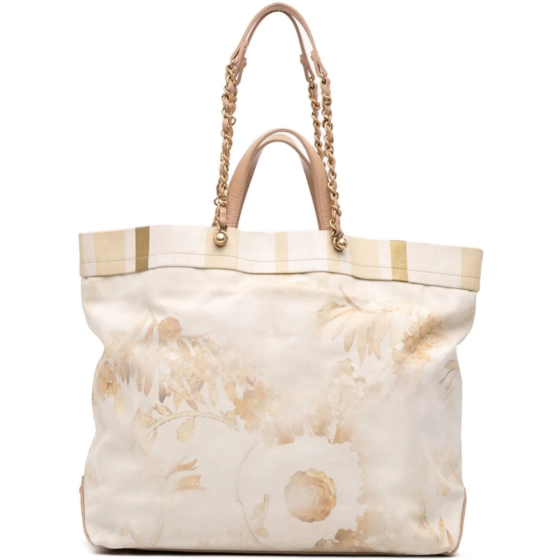 Chanel Sac à bandoulière Canvas Floral Shopping Tote braun