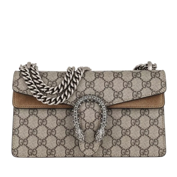 Gucci Dionysus Small Shoulder Bag GG Supreme Beige Ebony Taupe