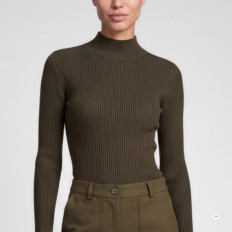 Marc Aurel Rollkragenpullover Turtle-Pullover aus Sparkling Rippe grün(Image 3)