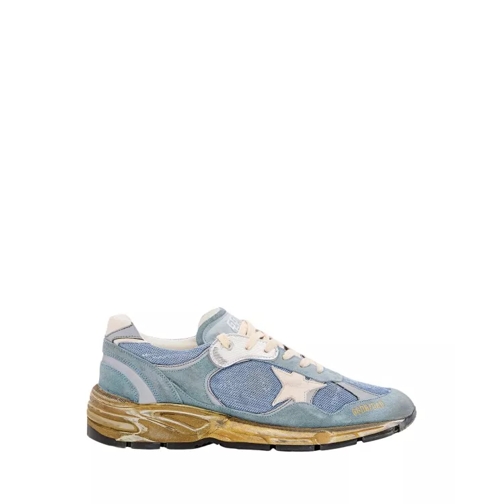 Golden Goose Running Dad Net And Suede Upper Leather Star And H Blue Low-Top Sneaker