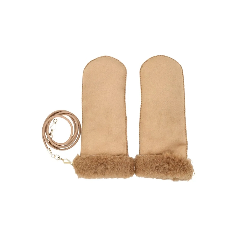 Max Mara Gants Bouclé Mittens With Removable Lanyard Brown