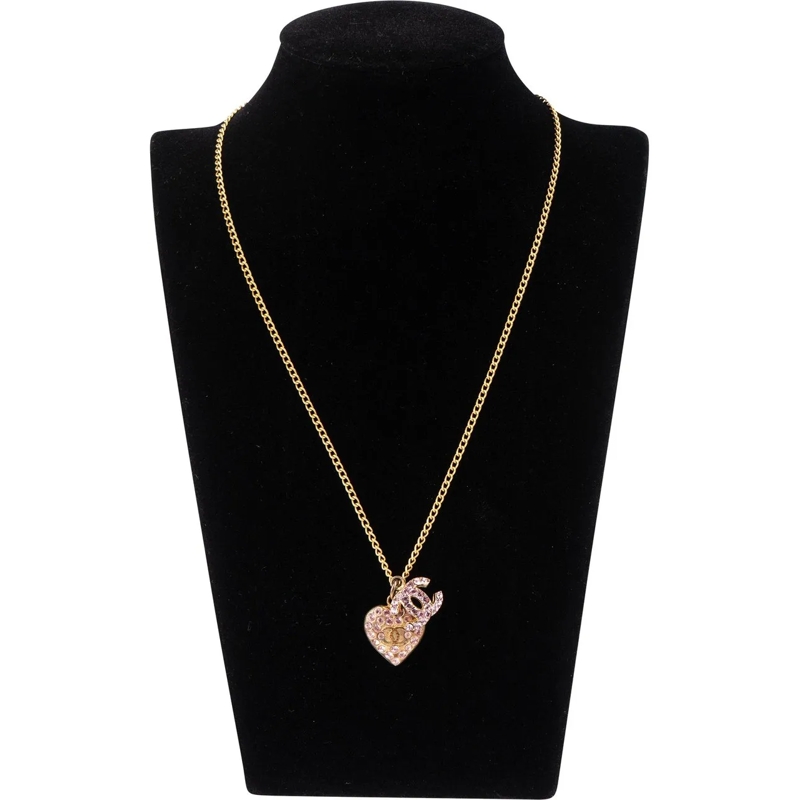 Chanel Mittellange Halskette Chanel Crystal CC Heart Necklace mehrfarbig