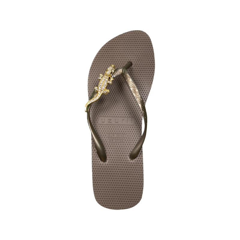 UZURII Flip Flops Zehentrenner Gold Macrame Switch taupe(Image 3)