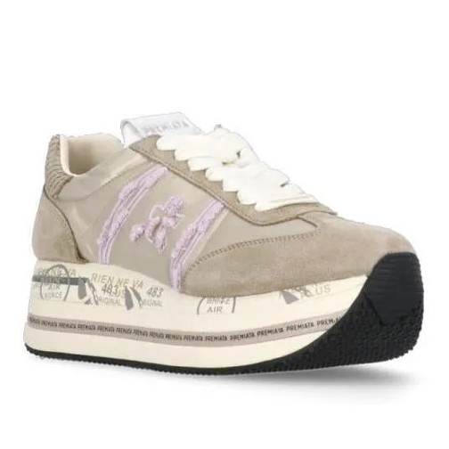 Premiata Ivory Tech Fabric And Suede Leather Sneakers Neutrals lage-top sneaker