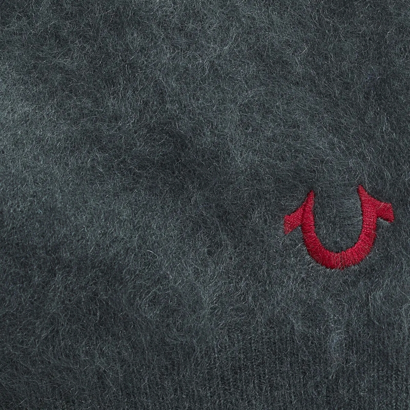 True Religion Pullover - Gerader Schnitt- Logo-Stickerei- Rundhalsaussc oliv(Image 5)