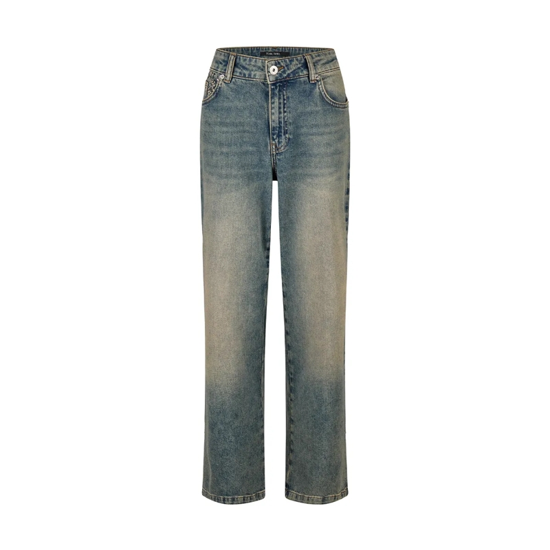 Marc Aurel Straight-Leg-Jeans Jeans- 5 Pocket- Logoknopf- veganes Lederlabel blau