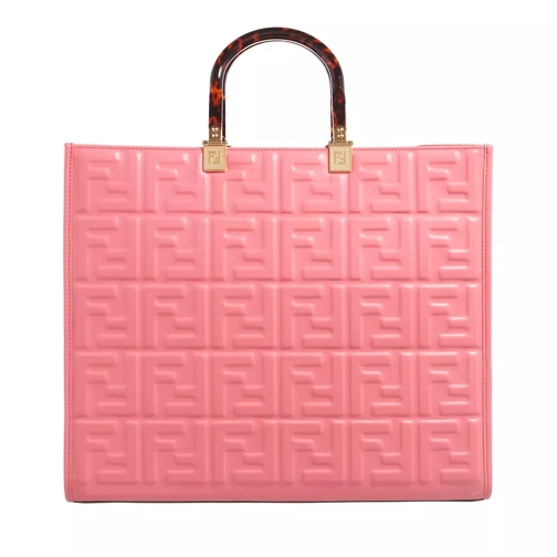 Fendi Sunshine Embossed Leather Tote Bag Pink Tote