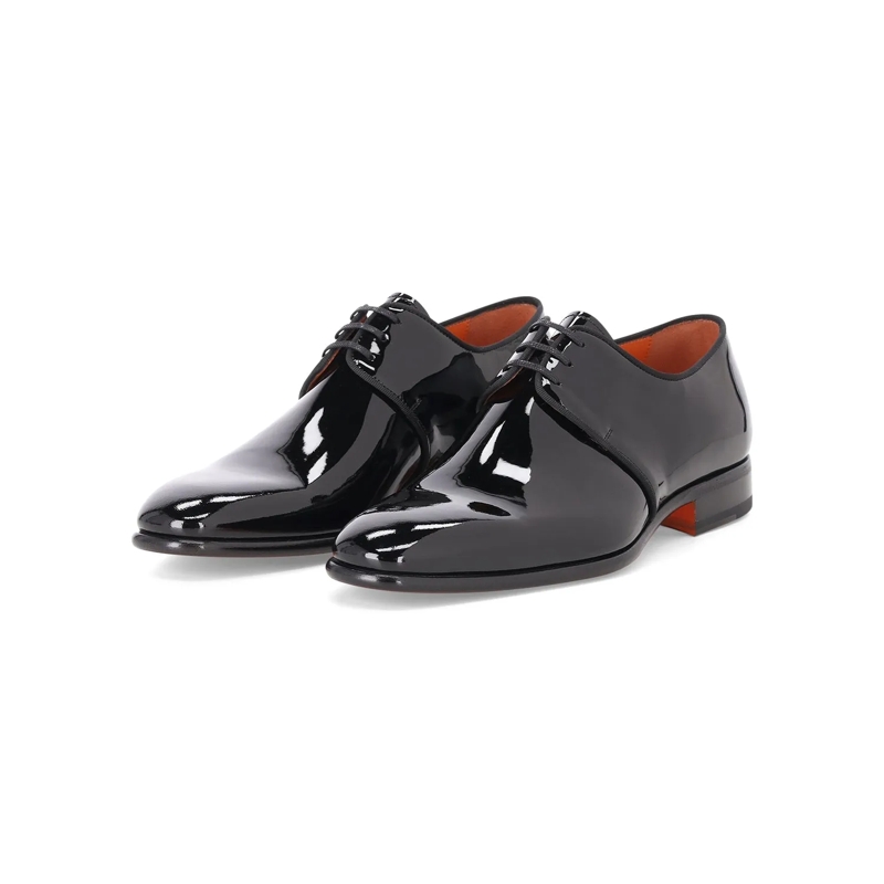 Santoni Schnürschuhe Schnürschuhe aus Lackleder schwarz
