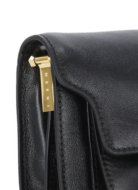 Marni Shoppers Trunk Soft Shoulder Bag in zwart