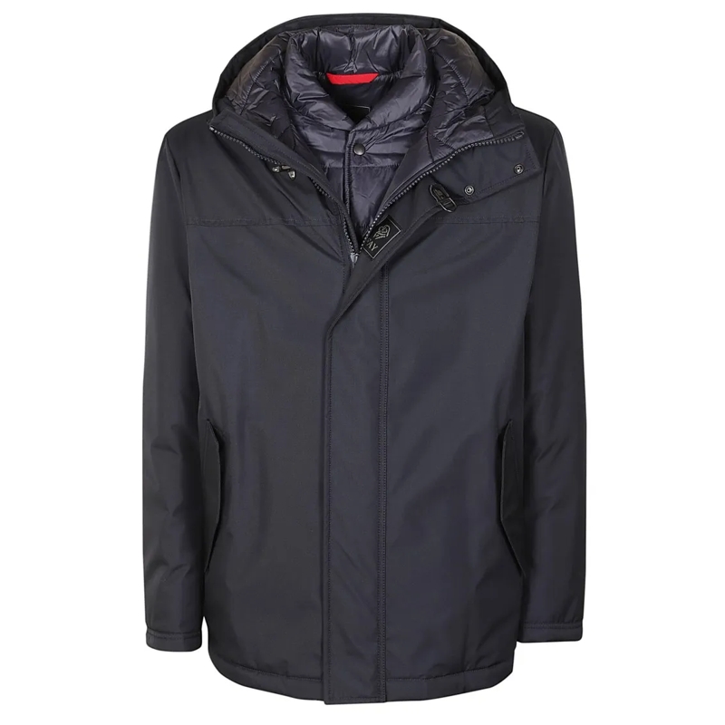 Fay Blouson aviateur Black Hooded Jacket With Padded Interior Blue