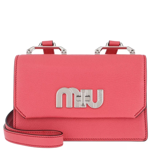 Miu Miu Miu Logo Madras Goat Leather Corallo Cross body-väskor