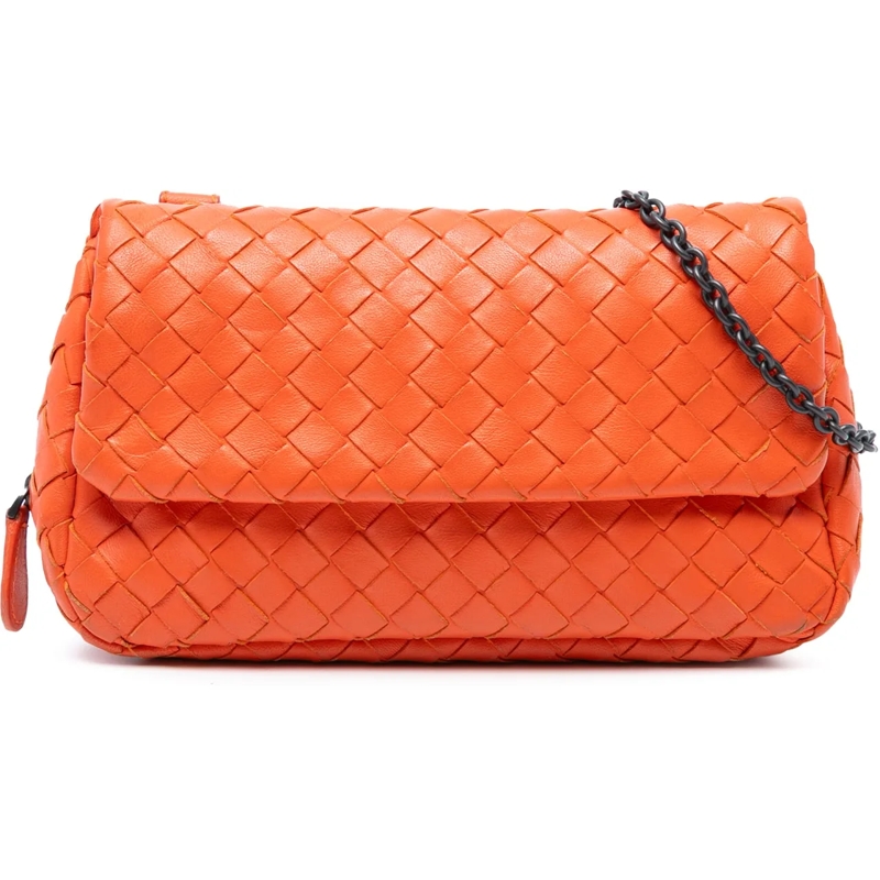 Bottega Veneta Schultertasche Mini Nappa Intrecciato Expandable Chain Flap Cross orange