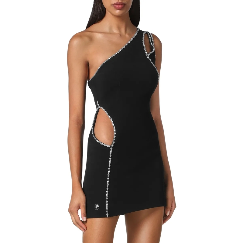 Philipp Plein Abendkleid Cocktailkleid Mit Schmucksteinen schwarz(Image 3)