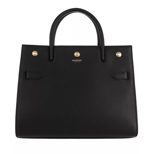Burberry Small Tite Shoulder Bag With Handle Leather Black Rymlig shoppingväska