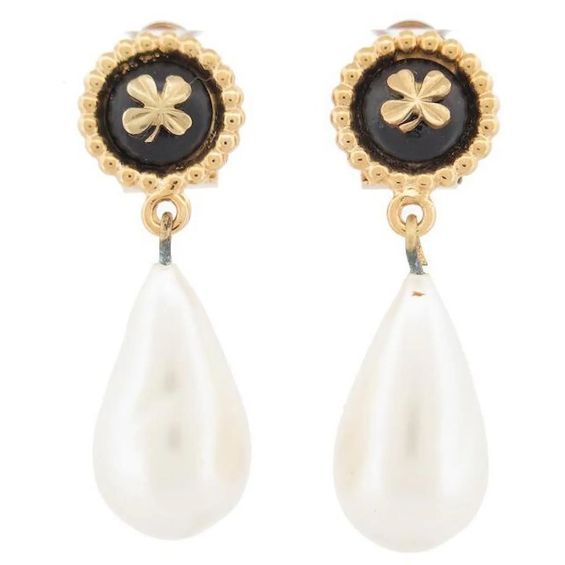 Chanel Ohrstecker VINTAGE CHANEL CLOVER & ANHÃ„NGER PERLENOHRRINGE G gold