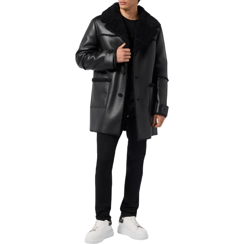 Philipp Plein  Diese lange Jacke aus Öko-Shearling sorgt für eine schwarz(Image 4)