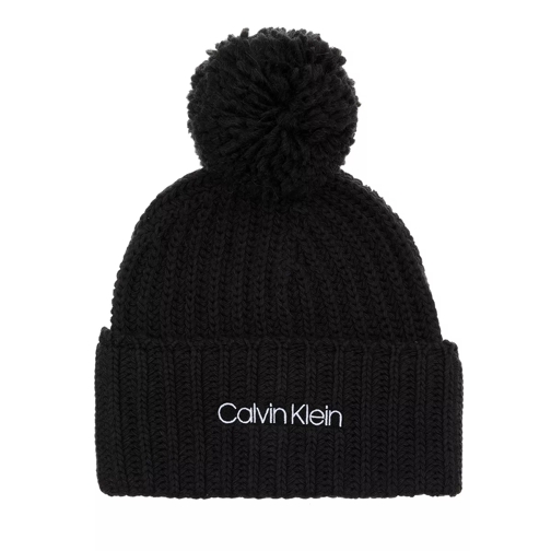 Calvin Klein Oversized Knit Beanie W/ Pompom Ck Black Pomponmuts