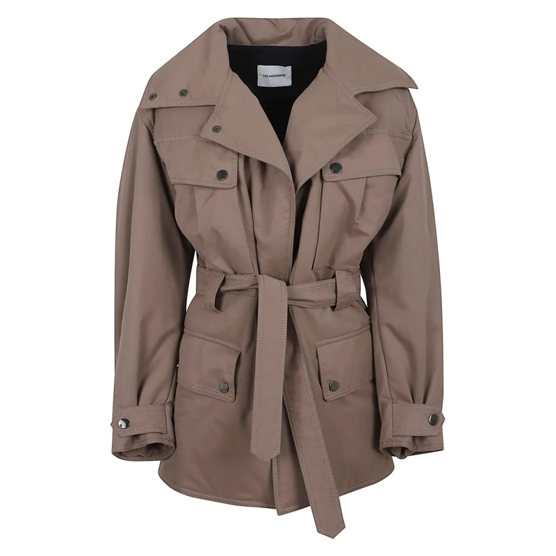 Andamane Übergangsjacke Oversized Military-Inspired Jacket With Structured Grey