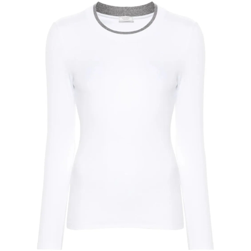 Peserico White Jersey T-Shirt White Top a maniche lunghe