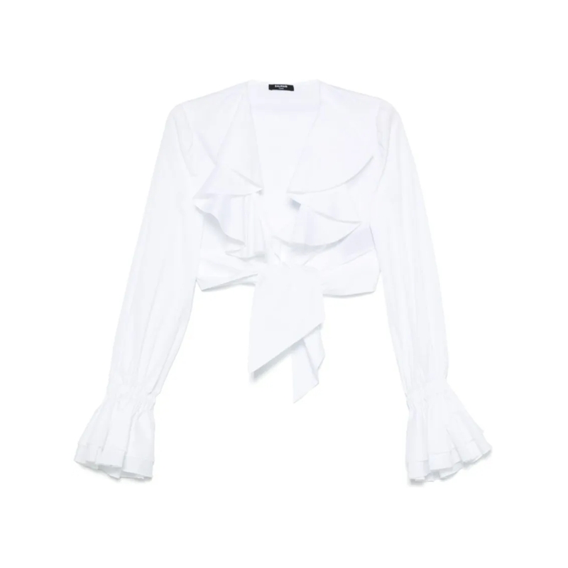 Balmain Blouse Cropped White Top White