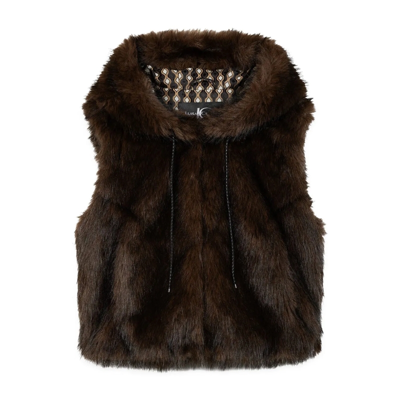 Luisa Cerano Gilet Weste mit Kapuze braun
