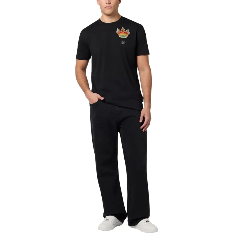 Philipp Plein T-Shirt Round Neck T-Shirt Crown Crystals schwarz(Image 4)