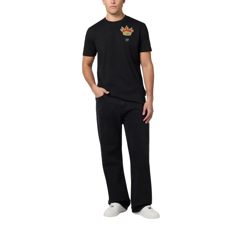 Philipp Plein T-Shirt Round Neck T-Shirt Crown Crystals schwarz(Image 2)