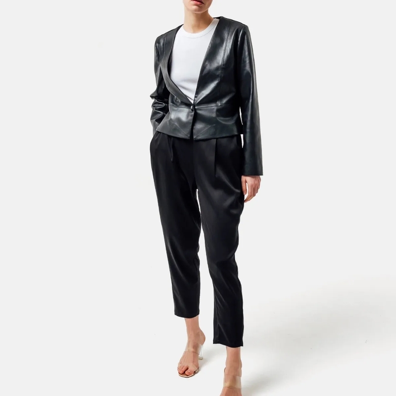 Helene Galwas Blazer Taillierter Kurzblazer LEYLA- Einknöpfiger Kurzb schwarz(Image 2)