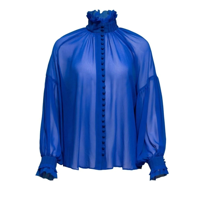 Helene Galwas Bluse Seidenbluse BABETT blau