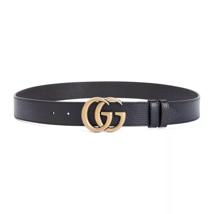 Gucci Gürtel - Leather Belt With Gg - Gr. 95 - in Schwarz - für Damen