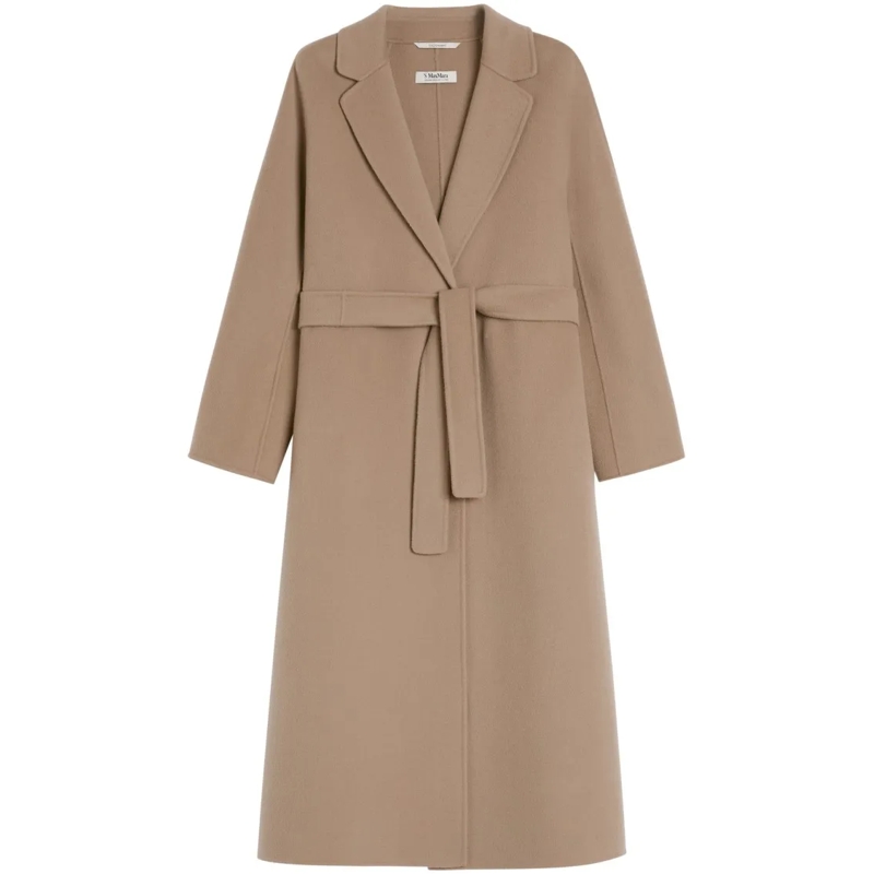 Max Mara Übergangsmantel Dove Grey Long Coat With Belted Waist And Classic  Brown