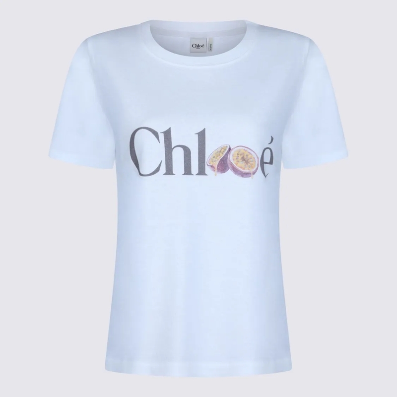 Chloé T-Shirt White Cotton T-Shirt Blue(Image 2)