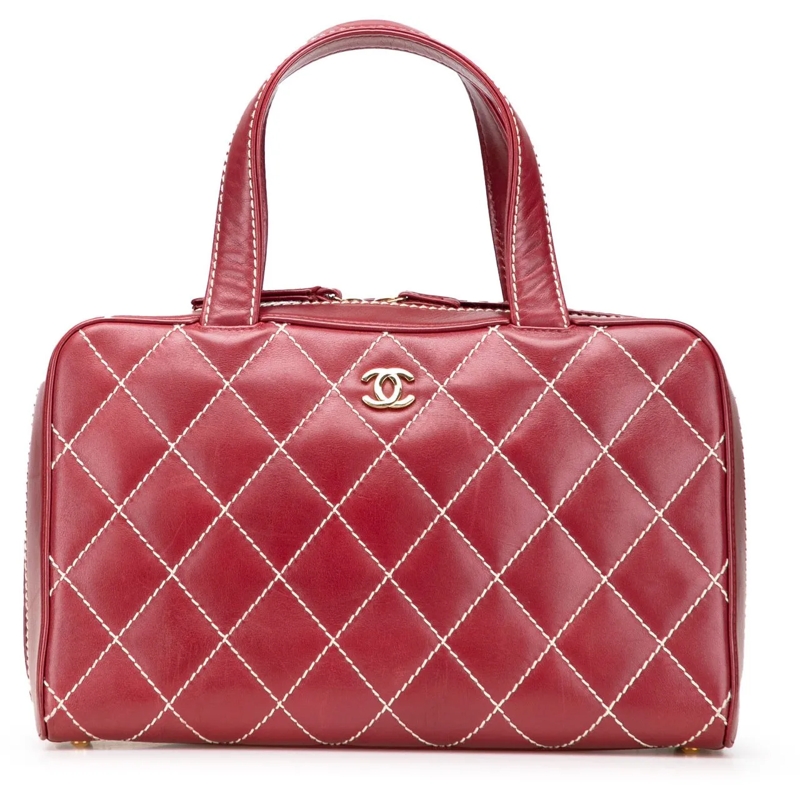 Chanel Fourre-tout CC Lambskin Wild Stitch Handbag rot