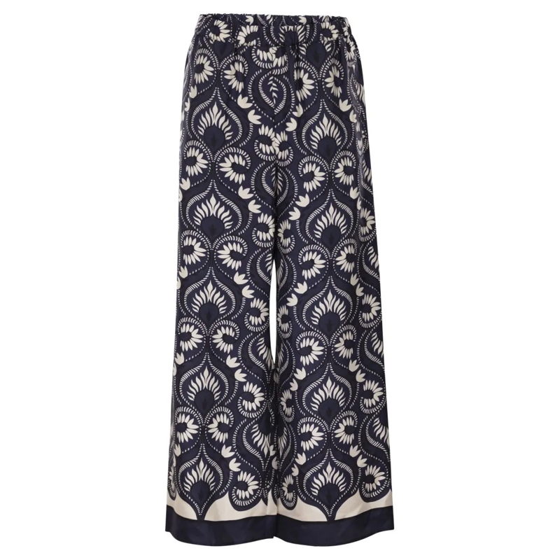 Max Mara  Wkdottico - Flowing Printed Silk Trousers Blue
