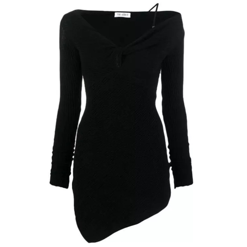 The Attico  Desai Asymmetric Ribbed-Knit Minidress Black