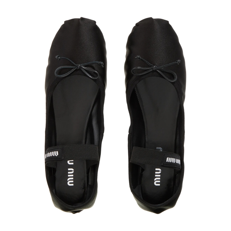 Miu Miu Ballerinas Satin Ballet Flats Black(Image 5)