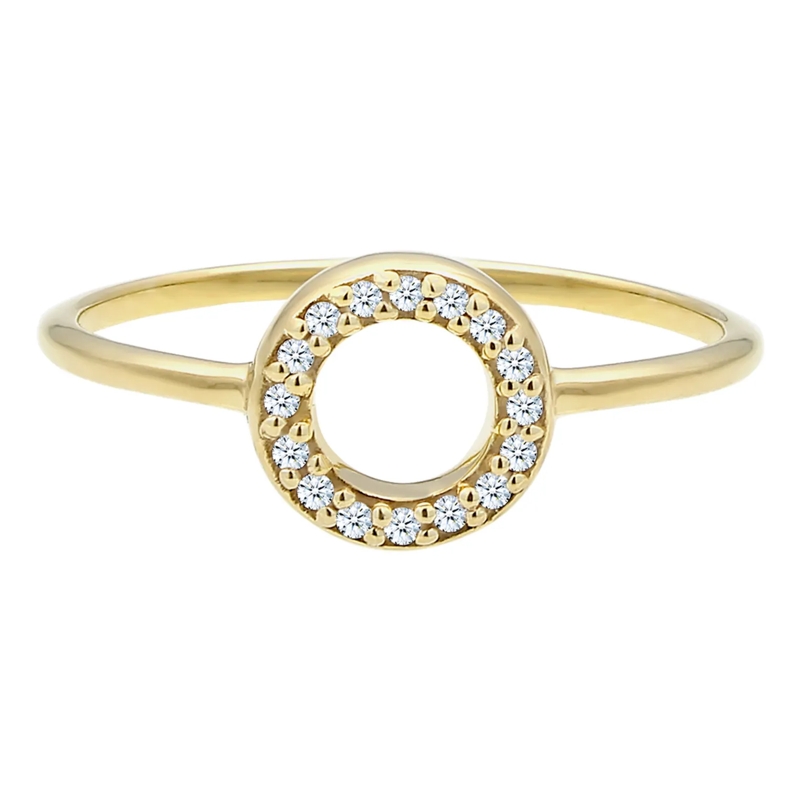 Elli Diamantring Ring Kreis Geo Diamant Verlobung 0.08 ct. 375 Gelb gold(Image 2)