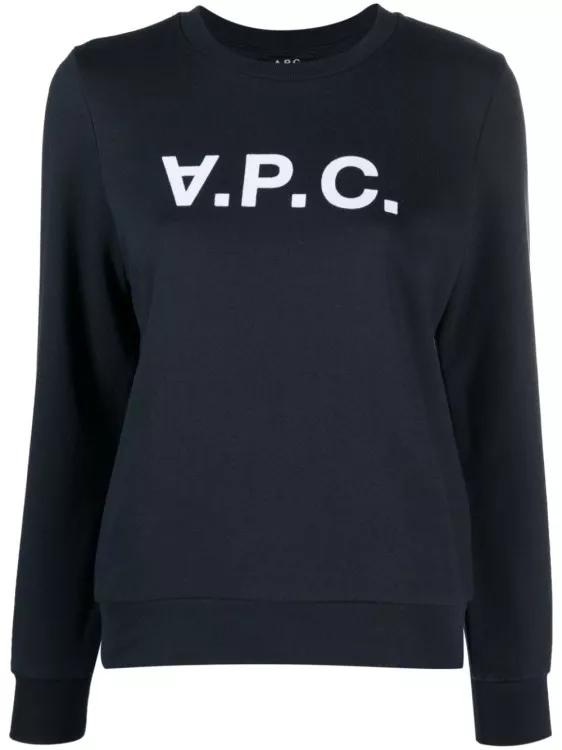 A.P.C. - Logo Print Blue Cotton Sweatshirt - Größe S - blue