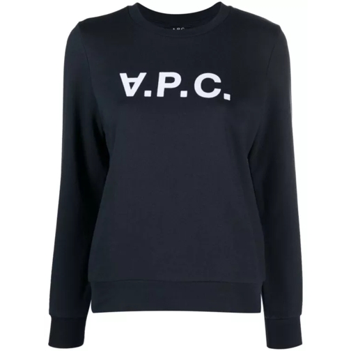 A.P.C. Logo Print Blue Cotton Sweatshirt Blue 