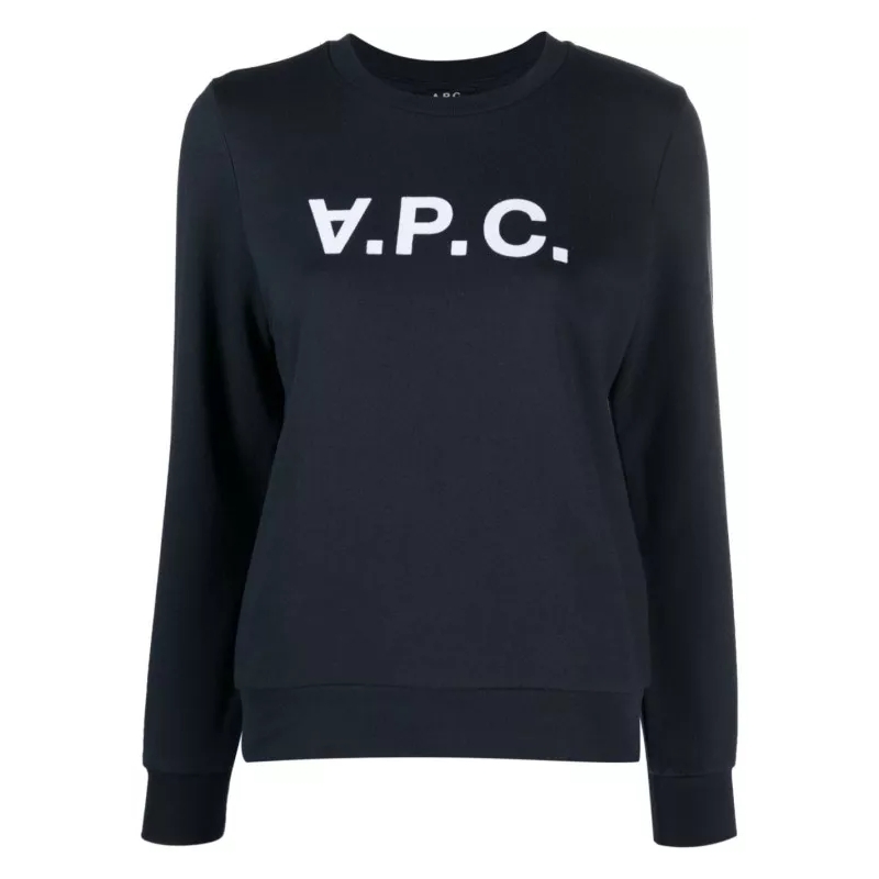 A.P.C.  Logo Print Blue Cotton Sweatshirt Blue