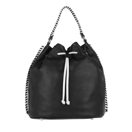 Abro Leather Velvet Bucket Bag Black/White Borsa a secchiello